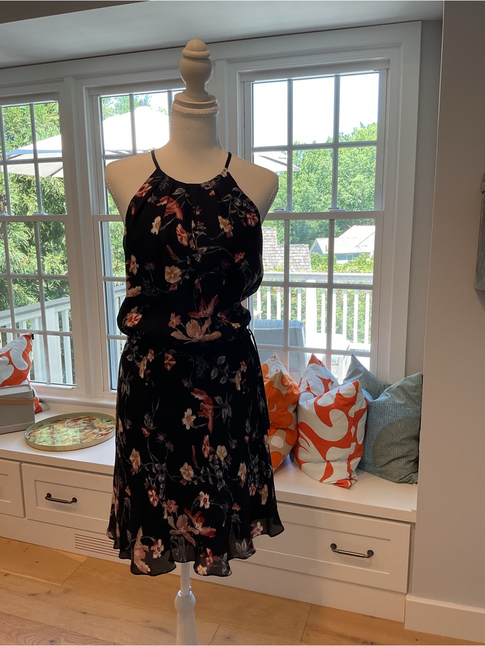 Joie Black Floral print Halter Mini Dress